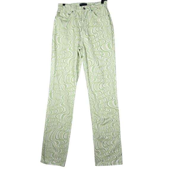 ASOS Denim - ASOS Design Tall Jeans Womens 28/36 Green Swirl Print High Rise Straight Leg